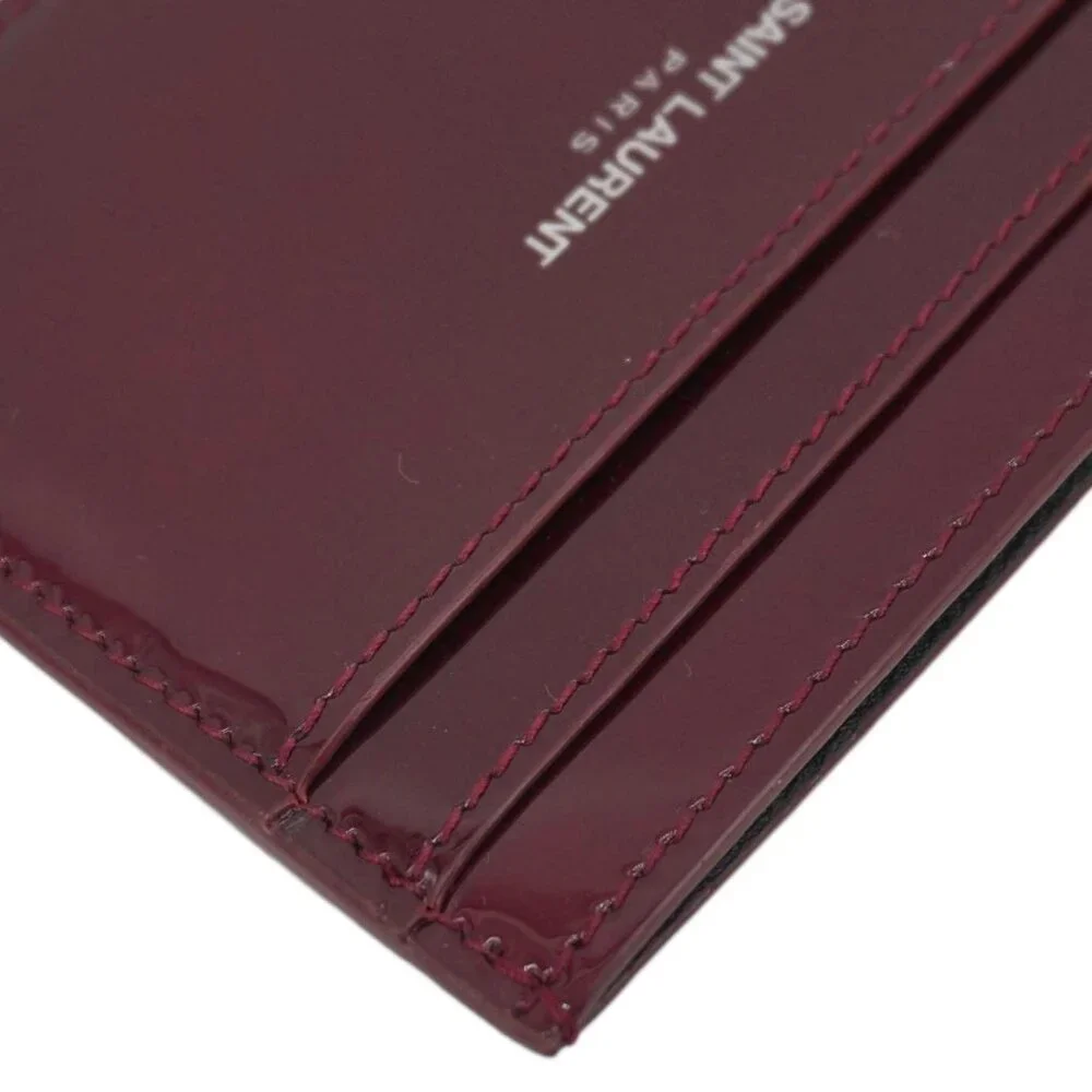 Yves Saint Laurent  Cassandra Leather Card Holder Burgundy - Picture 5 of 12